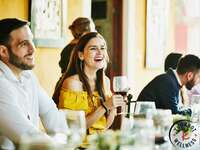 Woman at wedding reception alone