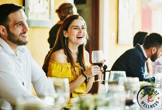 Woman at wedding reception alone