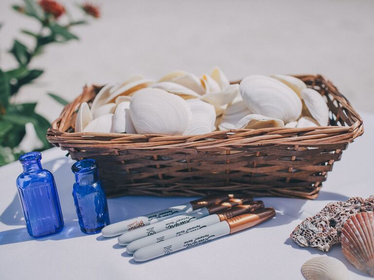 seashell alternative wedding guest book idea