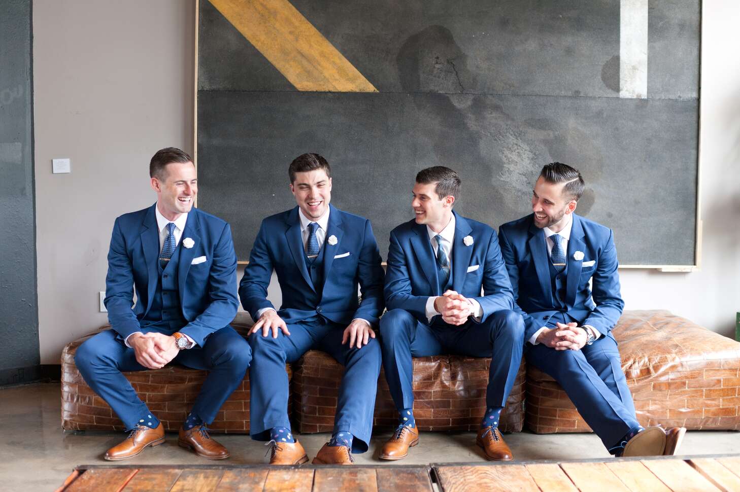 The Groom And Groomsmen In Blue Suits