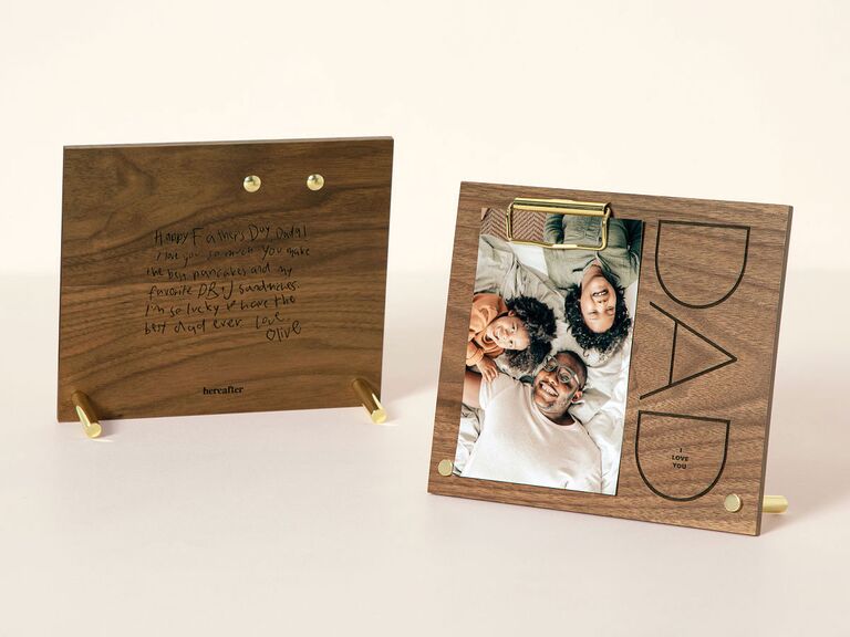 Wooden frame engraved with handwritten message father-of-the-groom gifts