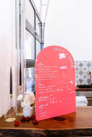 Pink Curved Acrylic Bar Sign