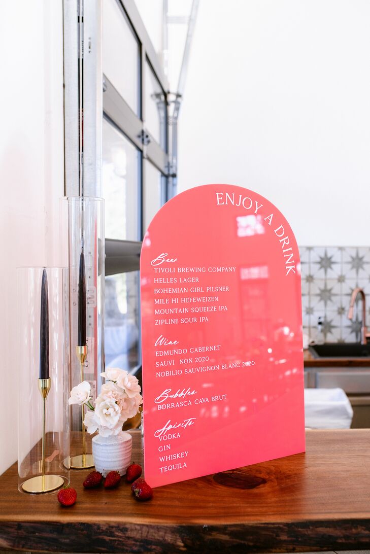 Pink Curved Acrylic Bar Sign