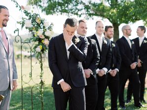 Groom Crying During Processional at Market at Grelen in Somerset, Virginia