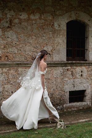 Bride in Justin Alexander Wedding Dress for Destination Wedding