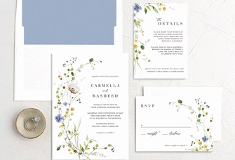 Delicate wildflower wedding invitation.