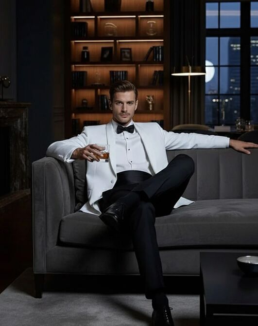 BLACKTIE BRENTWOOD White Wedding Tuxedo White Tuxedo - 3