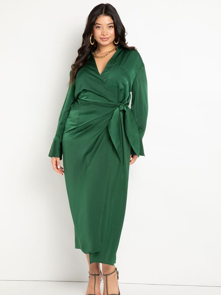 Green satin mother-of-the-bride dress from ELOQUII