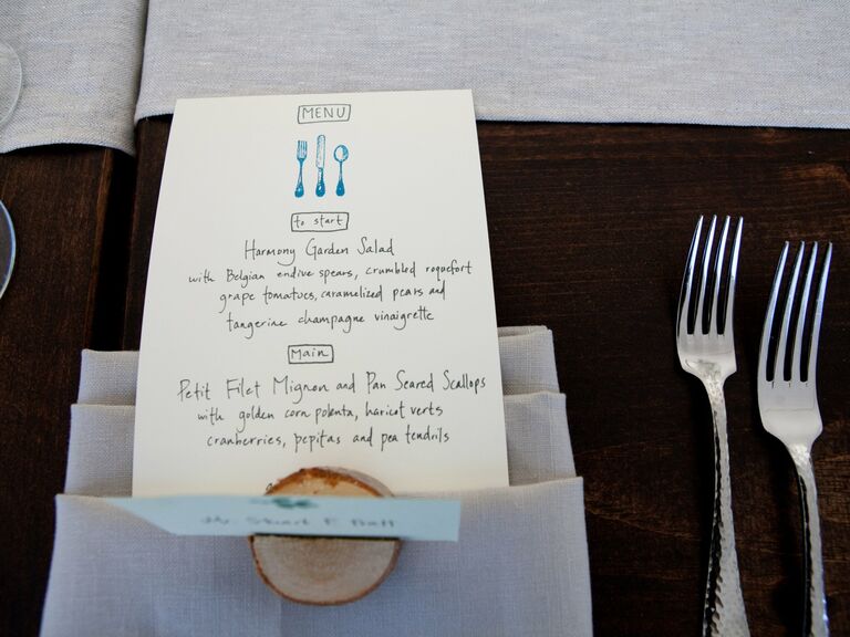 Handwritten menus for a small wedding celebration. 