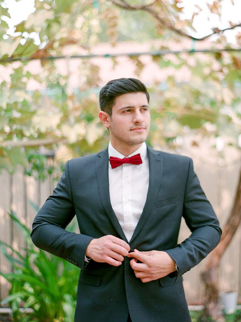 Groom in Red Bowtie