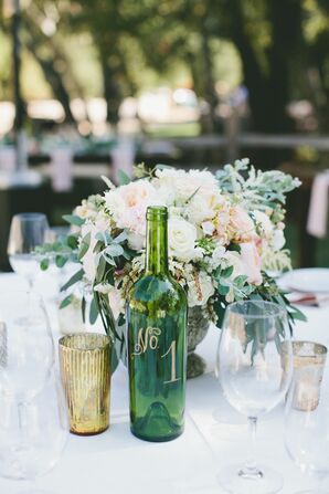 Calligraphed Wine-Bottle Table Numbers