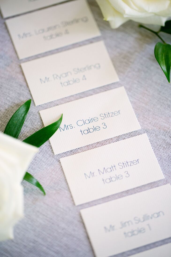 Classic Blue and White Escort Cards