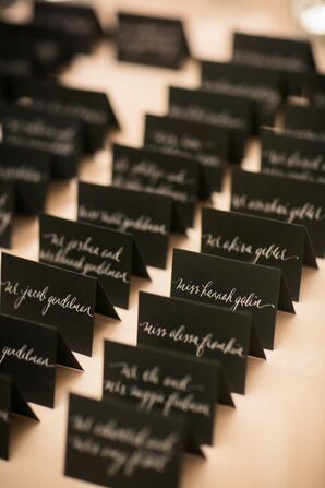 Black Tented Calligraphed Escort Cards
