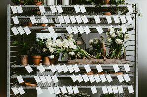 Potted Plants on Shelves with Escort Cards