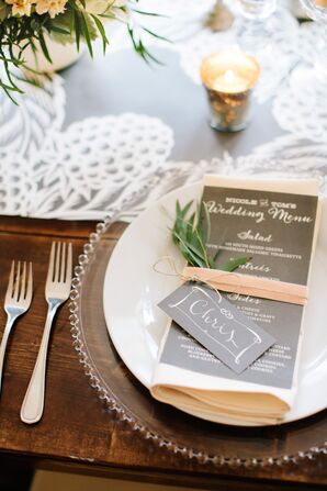 Black-and-White Escort Cards and Menus