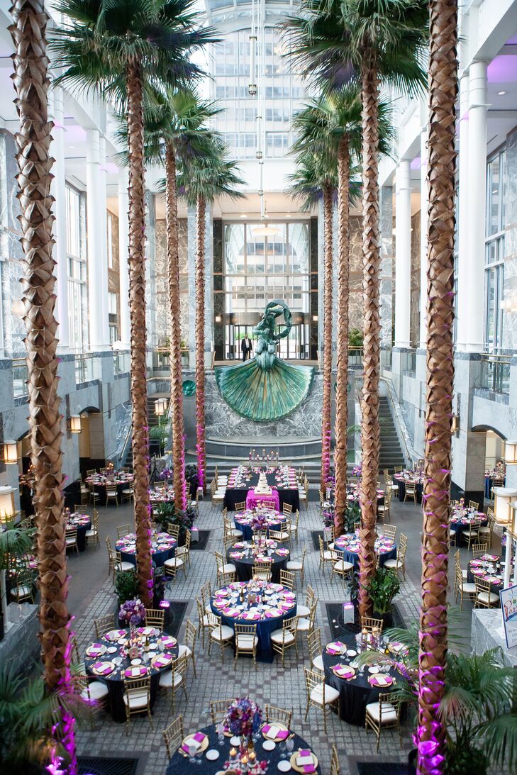 The ceremony space was transformed for the reception while guests enjoyed cocktails.