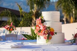 Buttercream Cake with Bright Pink Flowers