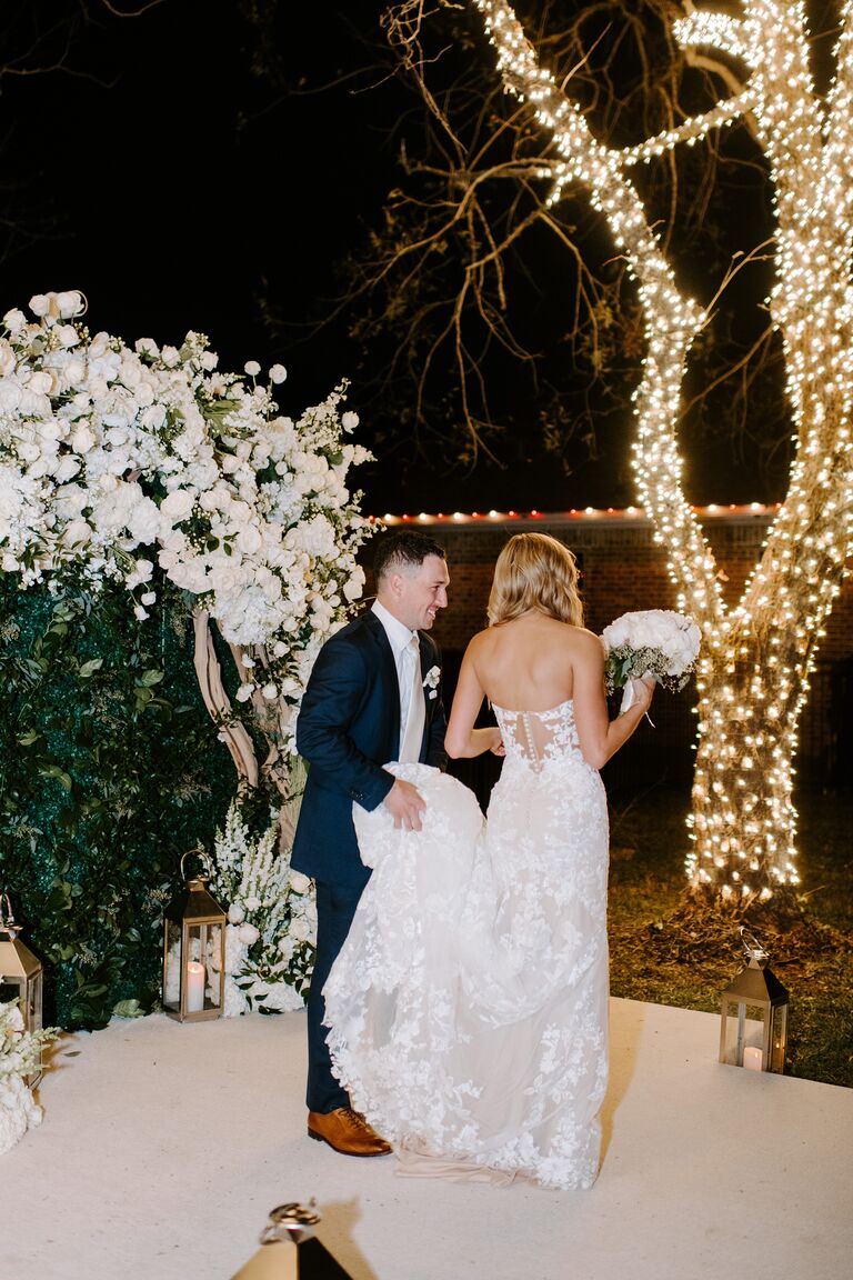 alex bregman wedding trees lit at night