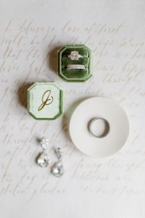 Wedding Rings in Green Velvet Box