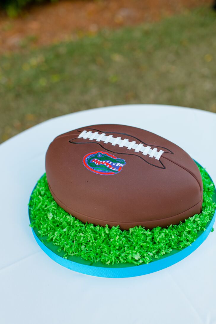 This celebration was not without a few surprises. Until their reception, Andy had no idea that Kakes by Karen had baked him a coconut and raspberry buttercream groom’s cake that was inspired by the University of Florida’s football team, the Florida Gators.