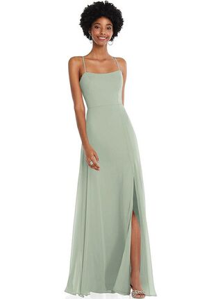 Dessy Group Scoop Neck Convertible Tie-Strap Maxi Dress with Front Slit - 1559 Scoop Bridesmaid Dress