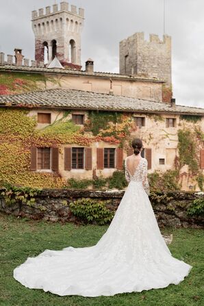 Bride in Justin Alexander Wedding Dress at Castle Wedding