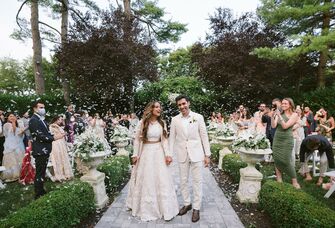 Bride and groom's wedding recessional after ceremony