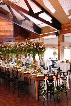 Sweetheart Chairs Draped with Garland and Ribbon