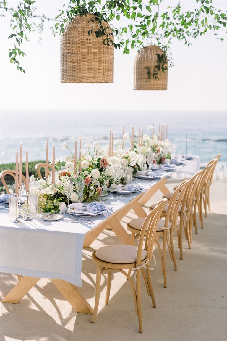 rattan wicker natural wedding setting