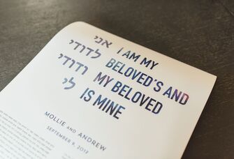 A beautiful page from a couple's Jewish wedding, showcasing their love in both Hebrew and English.
