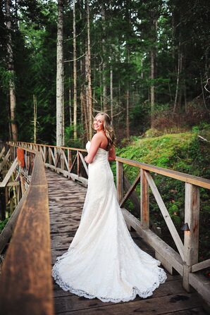 Strapless Wedding Gown with Long Train