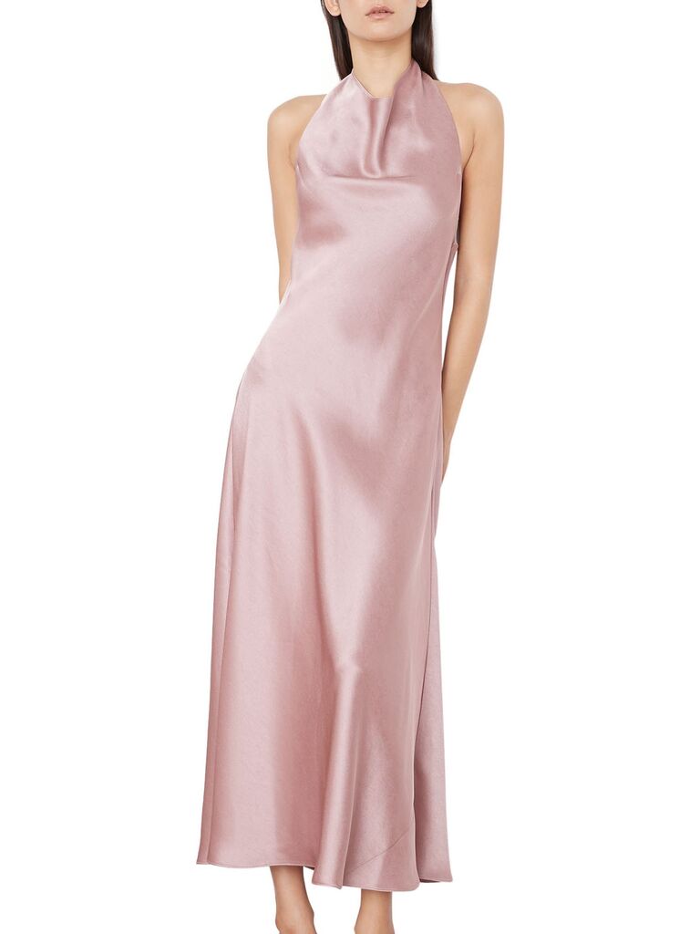 Vince Cowl Halter Neck Satin Slipdress