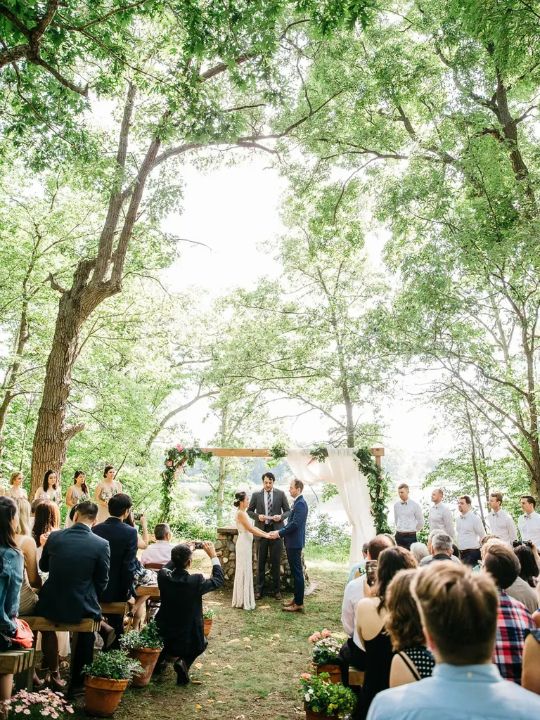 Woodland Wedding Underneath Handmade Ceremony Arch