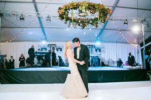 Suspended Green Floral Chandelier