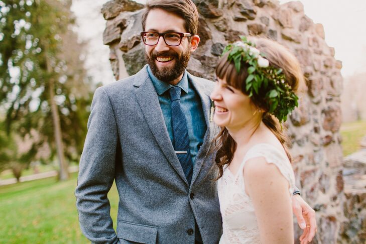Happy Couple Standing Outside Shot