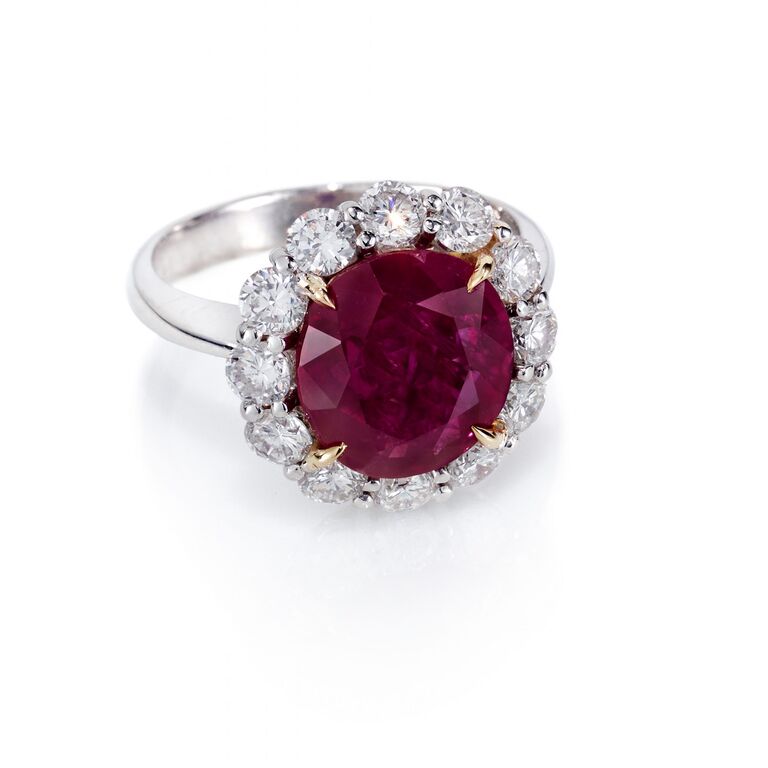Lauren Addison Ruby and Diamond Cluster Engagement Ring