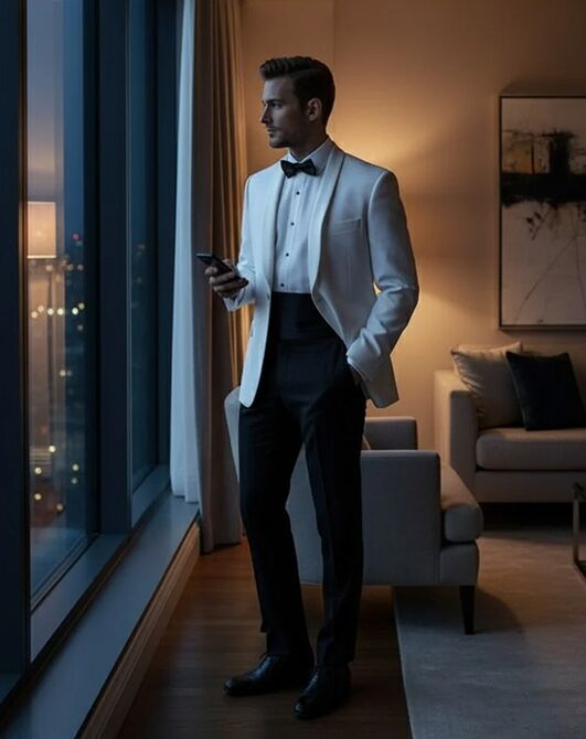BLACKTIE BRENTWOOD White Wedding Tuxedo White Tuxedo - 4