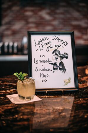 Illustrated Signature Cocktail Menu for Reception at Bissinger's in St. Louis, Missouri
