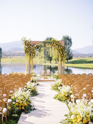 Mandap Decorated With Yellow Flowers for Wedding Ceremony in Colorado