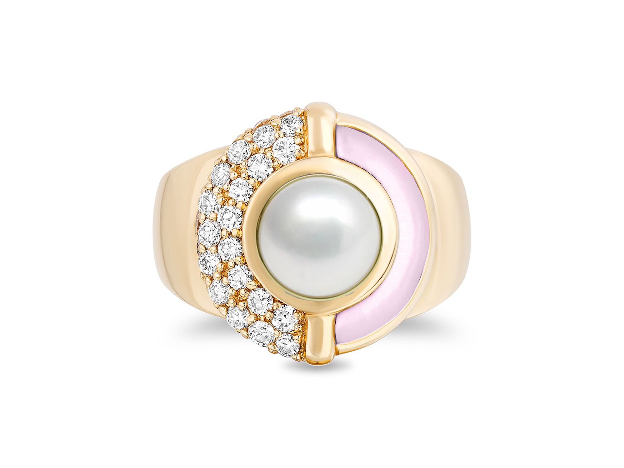 Colour Blossom Mini Star Ring, Pink Gold, White Mother-Of-Pearl