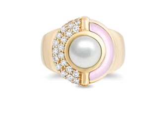 A pearl engagement ring