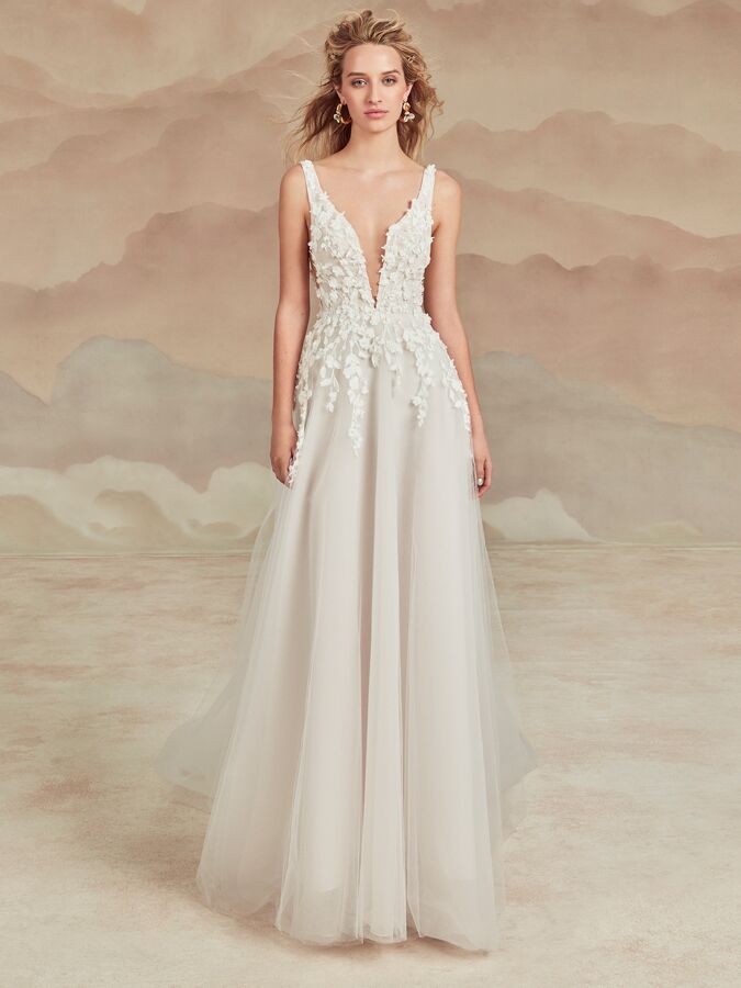 Ines Di Santo A-line wedding dress with plunging V-neck