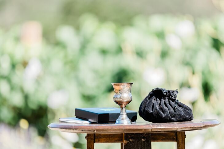 Kiddush Cup and Glass for Jewish Wedding Ceremony at Holman Ranch in Carmel Valley, California