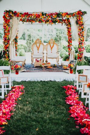 Colorful Hindu Mandap at Tented Ceremony