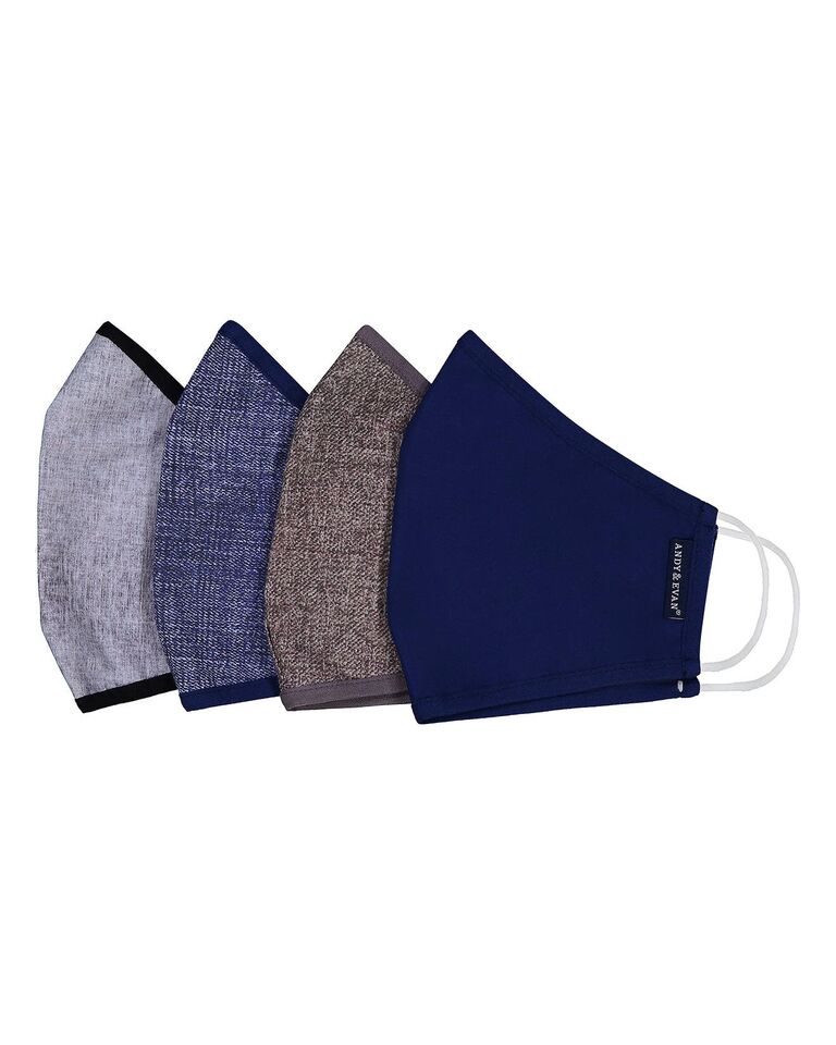 wedding masks for men reusable 4-pack navy blue and gray masks