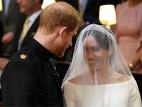 Prince Harry and Meghan Markle during royal wedding ceremony