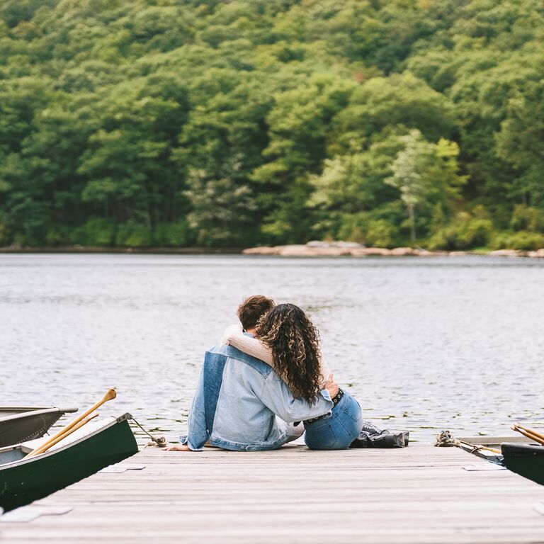 Lakeside wedding engagement photo idea