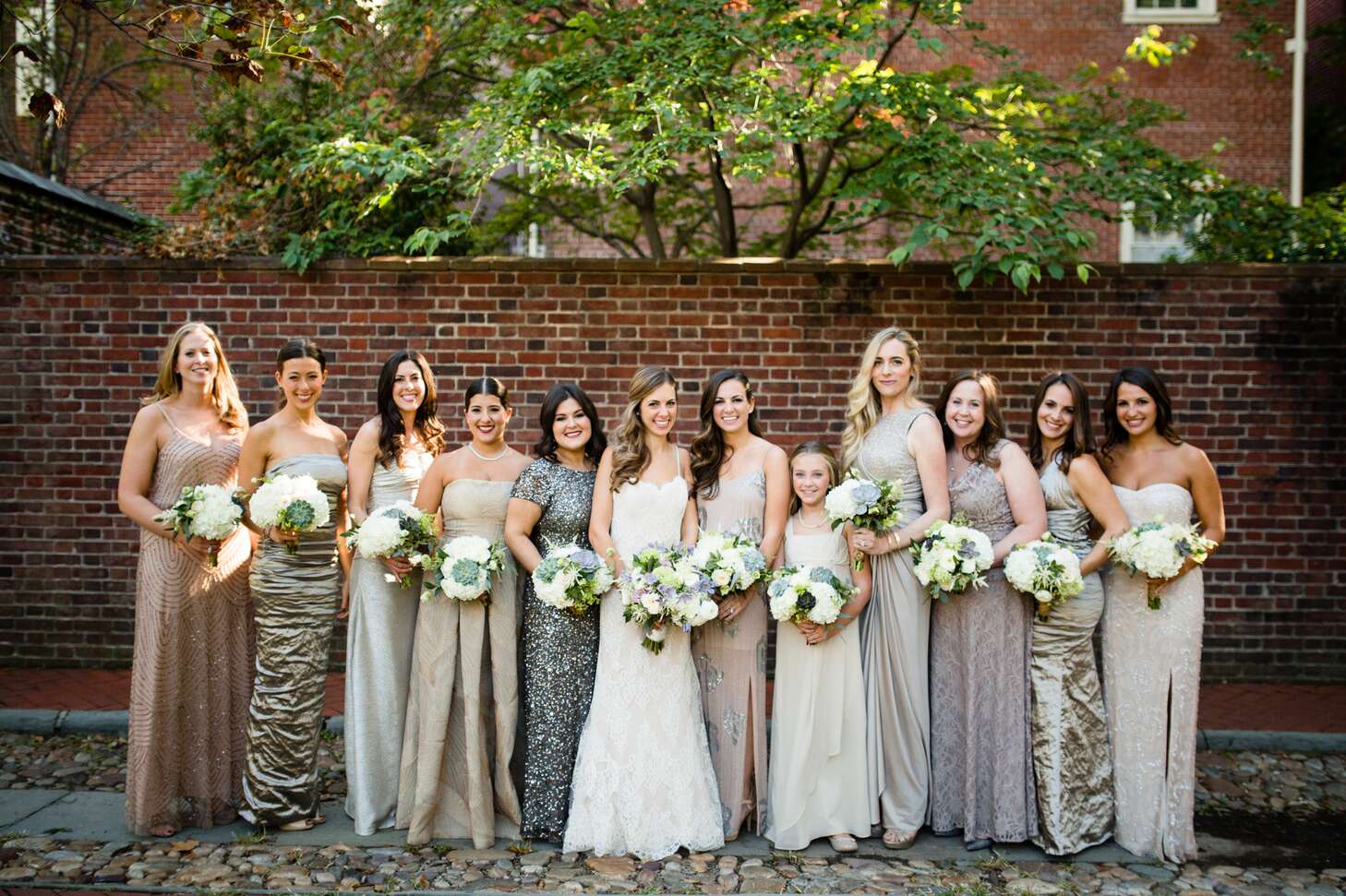 mismatched champagne bridesmaid dresses