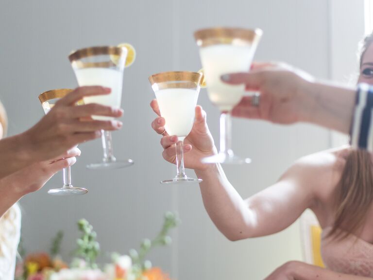 Bridesmaids toast at bridal shower