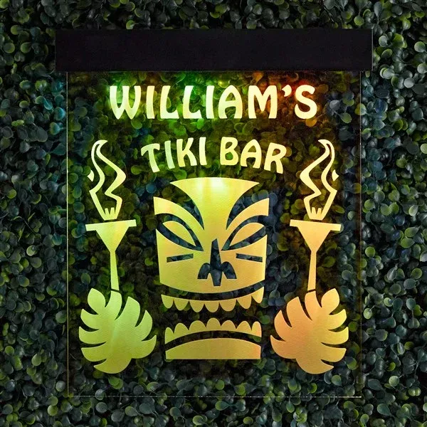 LED light up custom tiki bar sign for wedding
